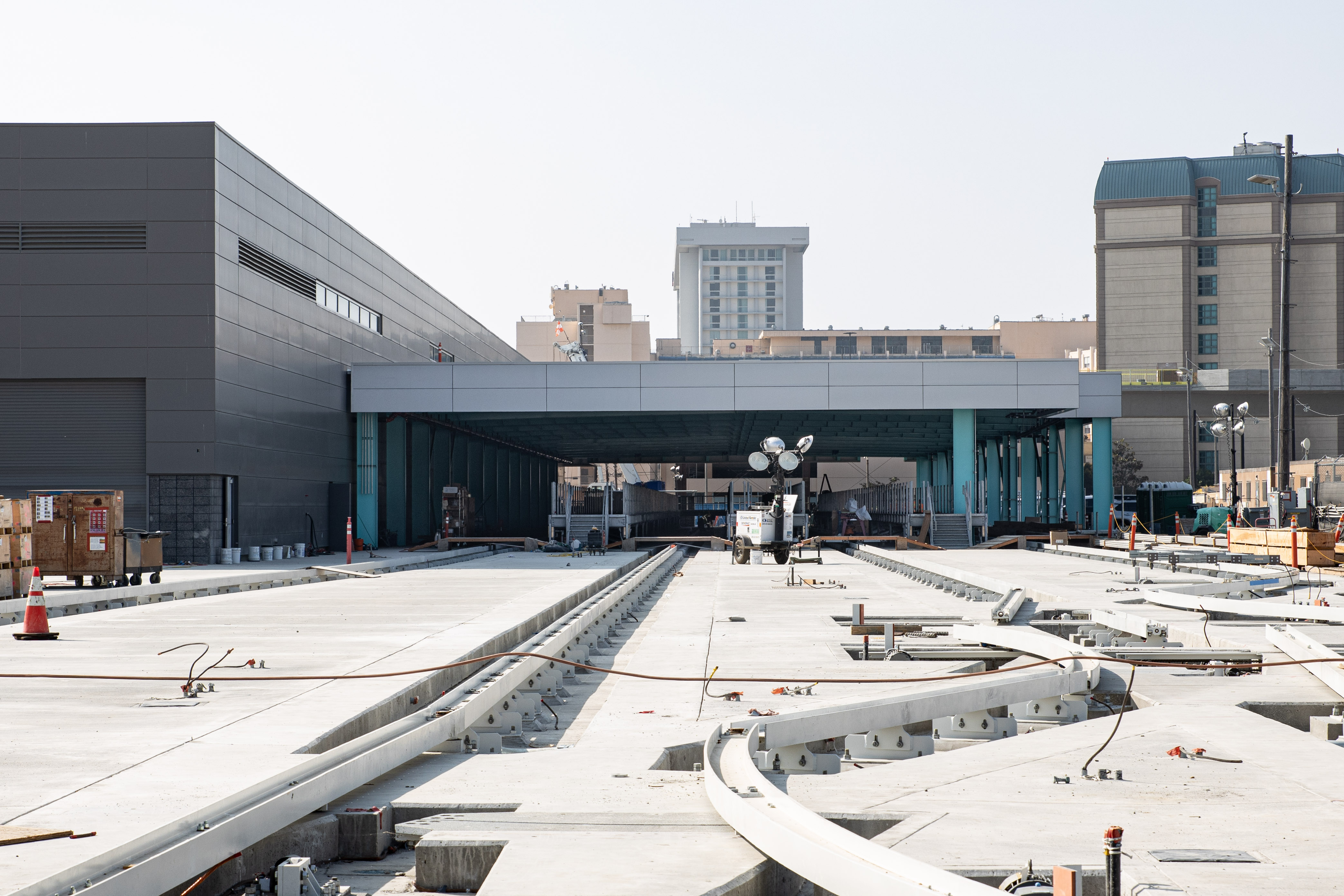 Track switches at the maintenance facility are installed.